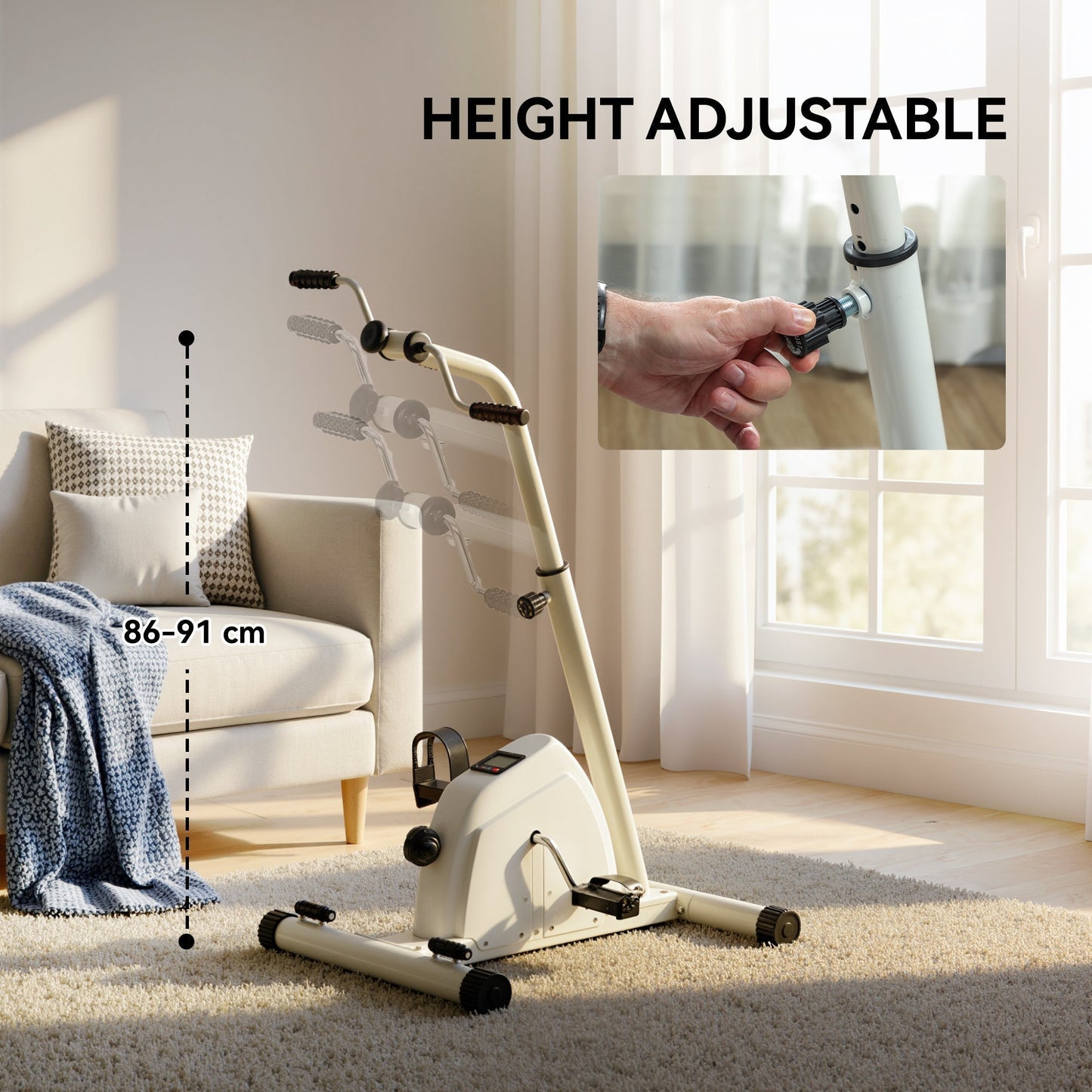 SPORTNOW Seated Pedal Exerciser with Dual Massage and Adjustable Height
