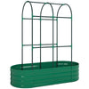 Outsunny Galvanised Raised Garden Bed with Arched Trellis, 4 x 2 x 4.6ft Metal Raised Bed for Garden with Open Bottom, Green
