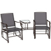 Outsunny Gliding Jack and Jill Seat, with Glass-Top Table - Brown/Grey