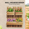 Outsunny Wall-mounted Wooden Garden Planters with Trellis, Drainage Holes and 3 Planter Boxes for Patio, Carbonised