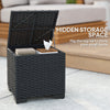 Outsunny Set of 2 Rattan Storage Ottoman, Outdoor Footstool with Removable Cushions, Garden Storage Seat for Balcony, Porch, Living Room, Cream