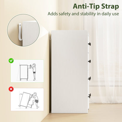 HOMCOM 4 Drawer Chest of Drawers, Modern Dresser for Bedroom, Storage Cabinet for Living Room Entryway, White Wood Effect
