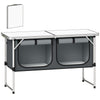 Outsunny Camping Cupboards Folding Portable Aluminium Camp Cook Station with Storage Cupboard for Outdoor BBQ