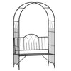 Outsunny Garden Metal Arch Bench Outdoor Patio Rose Trellis Arbour Pergola for Climbing Plant Antique Style 2-Seater Chair, Black