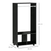 HOMCOM Open Wardrobe on Wheels, Bedroom Wardrobe with Clothes Hanging Rail, 2 Storage Shelves, Mobile Garment Rack for Cloakroom, Hallway, Black