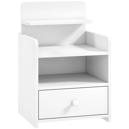 HOMCOM Bedside Cabinet, Bedside Table with Drawer and Shelf for Living Room, White