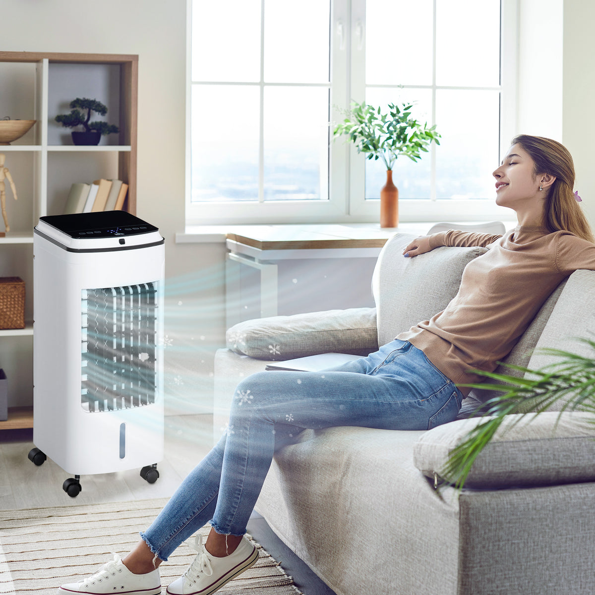 HOMCOM 3-in-1 Evaporative Air Cooler with 4L Water Tank in White
