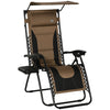 Outsunny Zero Gravity Lounger Chair, Folding Reclining Patio Chair with Shade Cover, Padded Seat, Cup Holder, Soft Cushion and Headrest for Poolside, Camping, Coffee