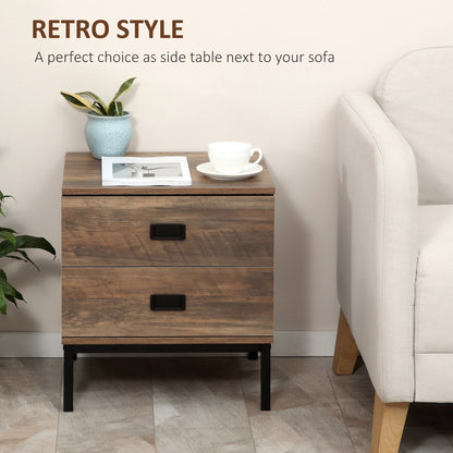 HOMCOM Chest of Drawers, Bedside Table Set with Drawers, Coffee