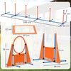 PawHut Seven-Piece Dog Agility Equipment Set with Weave Poles, Jump Ring, Hurdle, Pause Box, Carry Bag, Orange