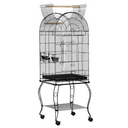 PawHut 1.53(m) Bird Cage, Pet Viary, Feeding Stand, with Wheels, Perch
