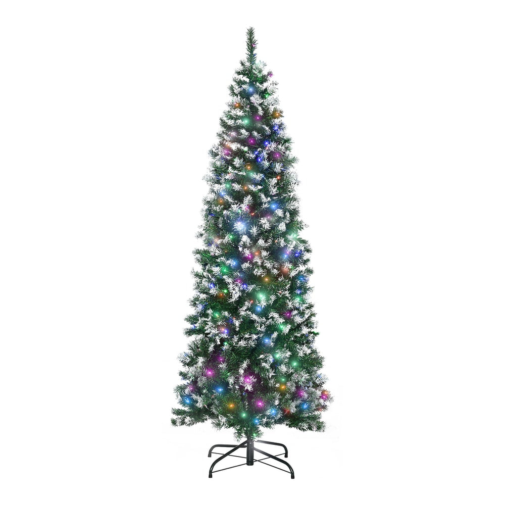 HOMCOM 6FT Tall Prelit Pencil Slim Artificial Christmas Tree in Green
