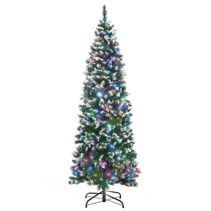 HOMCOM 6FT Tall Prelit Pencil Slim Artificial Christmas Tree in Green