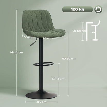 HOMCOM Breakfast Bar Stools Set in Green