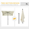 Outsunny 2 x 1.3m Garden Parasol Umbrella, Outdoor Market Table Umbrella with Ruffles & Aluminium Pole, Rectangular Tilting Parasol Sun Shade Canopy, Cream White
