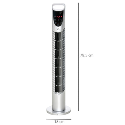 HOMCOM 31 Inch Bladeless Oscillating Tower Fan in Silver