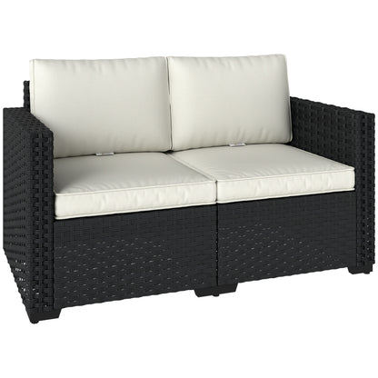 Outsunny 2 Seater Rattan Sofa in Black