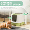 PawHut Cat Litter Box with Lid, Scoop, Deodorisation Bags, Top Entry, Green