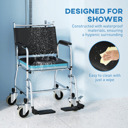 HOMCOM 3-In-1 Commode Wheelchair - Black