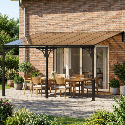 Outsunny Metal Lean-to Pergola in Brown