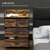 HOMCOM Rustic Chest of Four Fabric Drawers - Rustic Brown