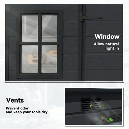 Outsunny 10 x 6 ft Resin Garden Shed, Outdoor Storage Shed with Floor, Windows, Lockable Doors and Vents, Dark Grey