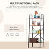 HOMCOM Ladder Shelf, Bookshelf, 4-Tier Industrial Storage Rack for Living Room, Bedroom, Kitchen, Rustic Brown and Black