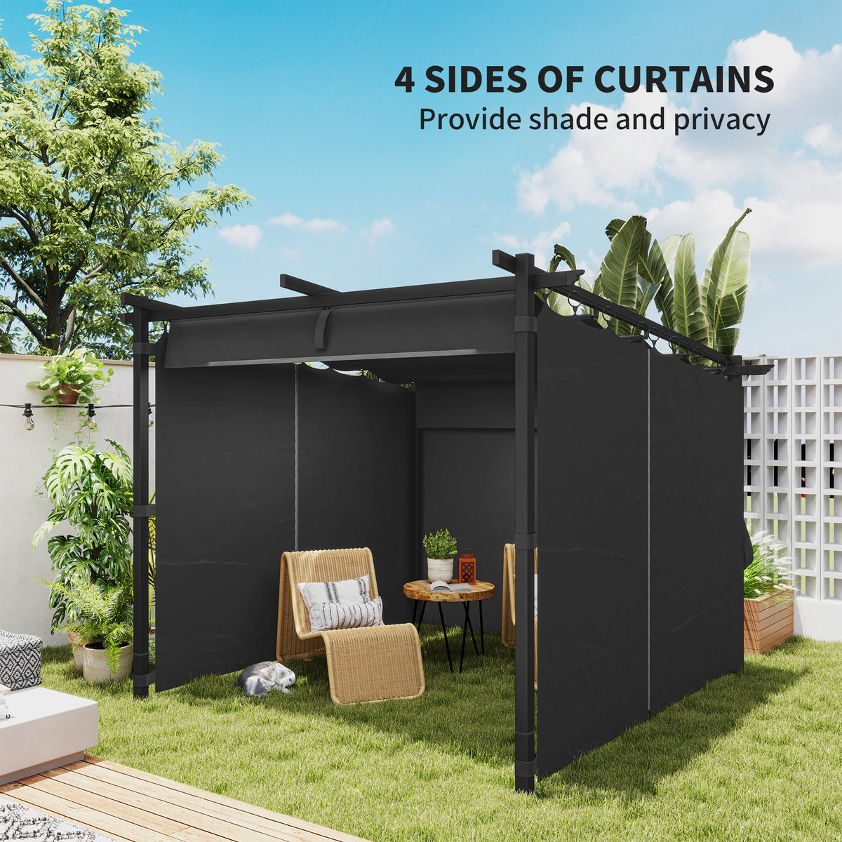 Outsunny Retractable Roof Pergola in Dark Grey