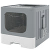PawHut Foldable Cat Litter Box with Lid, Slide-Out Drawer, Scoop, Easy Clean, Odour Control, Anti-Splashing, Grey