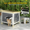 PawHut Outdoor Cat House Insulated with Openable Roof, Weatherproof Feral Cat Shelter for Rabbits, Cats, Grey