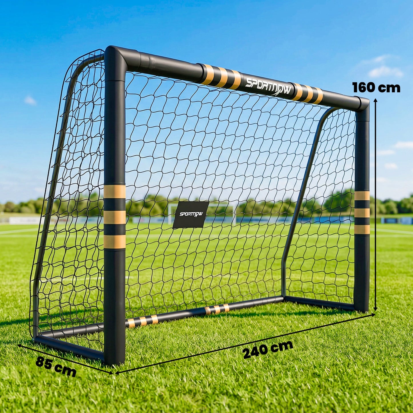 SPORTNOW Football Goal, 8 x 5ft Portable Football Net with EPE Foam Padding, PVC Tube Covers Ground Stakes and Metal Frame