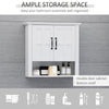 HOMCOM Bathroom Wall Cabinet, Medicine Cabinet, Kitchen Cupboard with 2 Doors and Adjustable Shelf, White