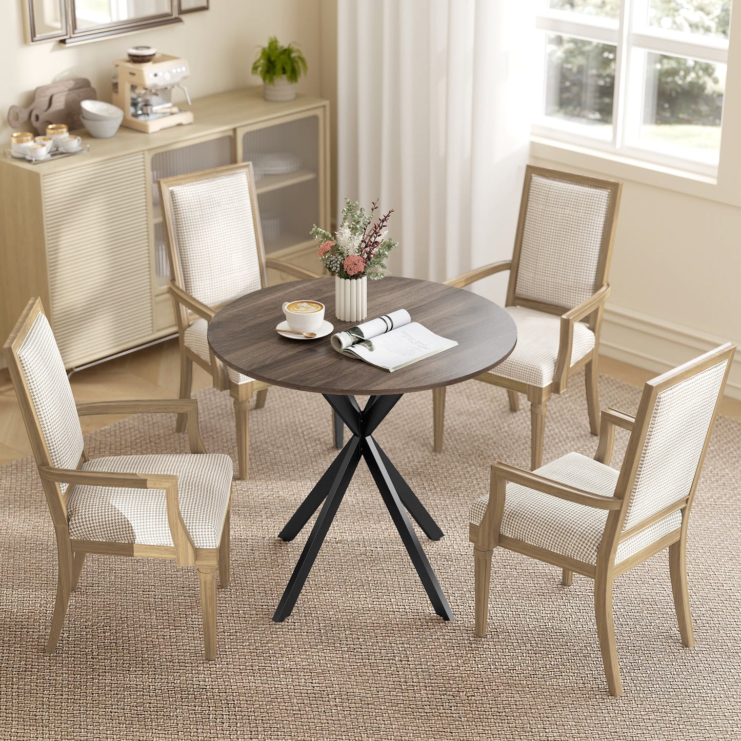 HOMCOM 80cm Industrial Round Dining Table - Brown