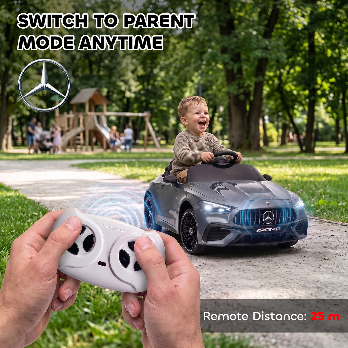 AIYAPLAY Licensed Mercedes AMG Kids Electric Car in Grey