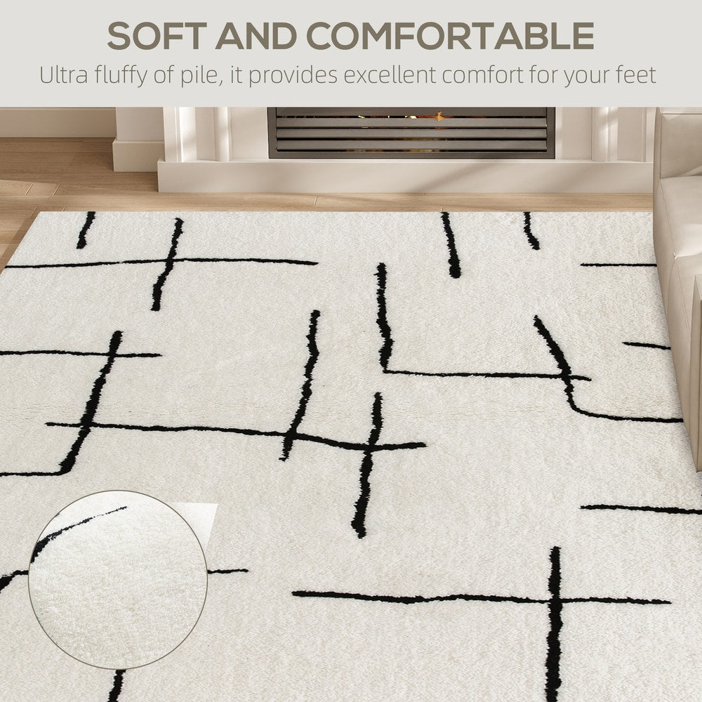 HOMCOM Modern Fluffy Area Rug in Cream