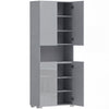 HOMCOM 180 cm Tall Kitchen Cupboard, Pantry Storage Cabinet with Soft Close Doors and Adjustable Shelves, High Gloss Grey