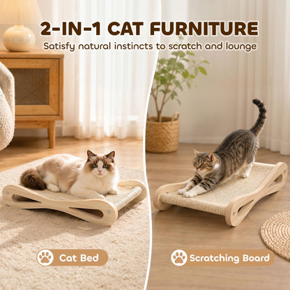 PawHut 2 in 1 Sisal Cat Scratcher Bed Cat Scratching Board and Lounger 60 x 35 x 13 cm Cream White