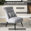 HOMCOM Tub Chair, Armless Single Sofa, Modern Button Tufted Armchair, Upholstered Linen Fabric Longue Accent Chair for Living Room, Bedroom, Set of 2, Grey