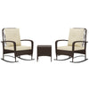 Outsunny Three-Piece Rocking Chair Rattan Bistro Set - Brown