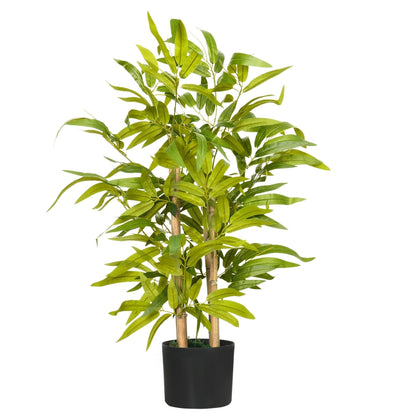 HOMCOM Artificial Plants Bamboo Tree in Pot Desk Fake Plants for Home Indoor Decor, 15x15x60cm, Green