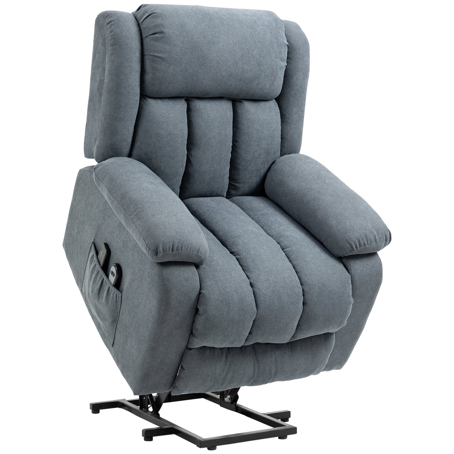 HOMCOM Power Lift Recliner Chair with Massage, Overstuffed Lift Chair for Elderly with Footrest, Remote, Side Pocket, Dark Grey
