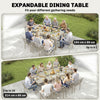 Outsunny Extending Garden Table, Aluminium Outdoor Dining Table for 8-10 with Wood-Like Grained Surface, Light Grey Wood Effect