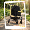 PawHut Dog Stroller, 3 in 1 Foldable Pet Stroller for Small Puppy Cat with Detachable Travel Carrier, Storage Basket, Black