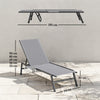 Outsunny Sun Loungers Set of 2 with Side Tray Table, Garden Recliners with 5-Position Adjustable Backrest, 2 Wheels, Grey