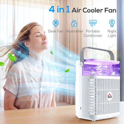 HOMCOM Air Cooler with Adjustable Head in White