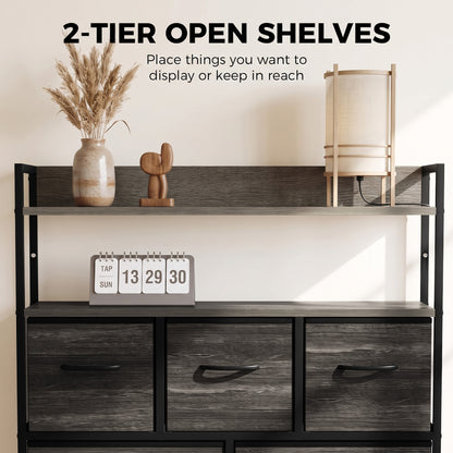 HOMCOM Chest of Drawers in Grey Wood-effect