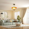HOMCOM Tiffany Style Ceiling Light, Vintage Chandelier with 3 E27 Sockets, Semi Flush Mount for Living Room, Bulbs Not Included