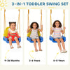 AIYAPLAY 3 in 1 Toddler Swing Set, Folding Child Swing Set with Seat Belt, Adjustable Seat for Outdoor Indoor, Blue