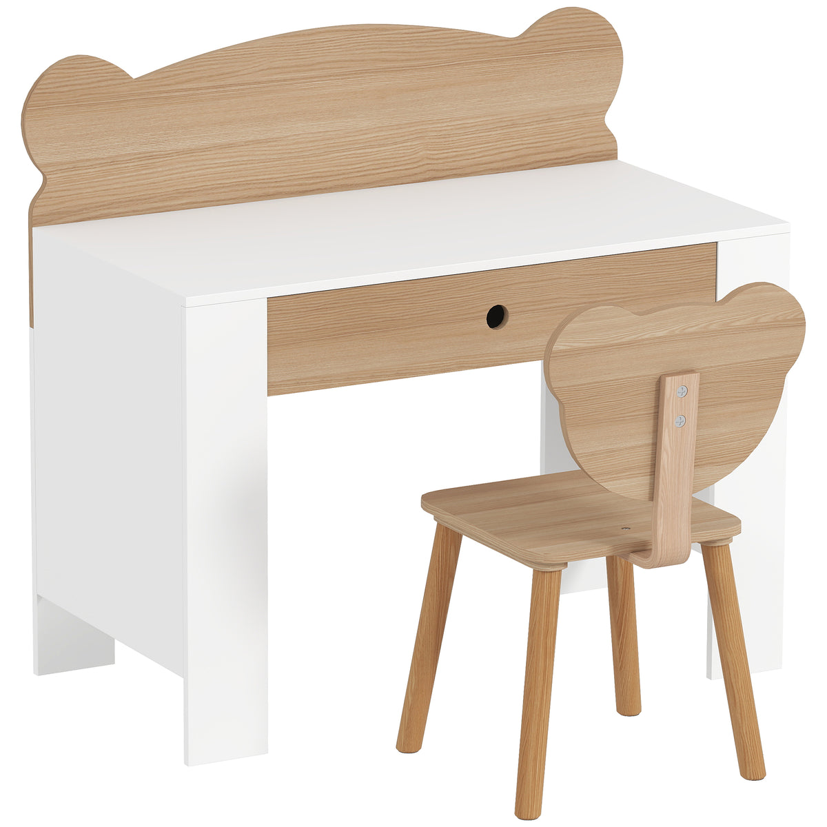 AIYAPLAY Kids Desk and Chair Set in a Natural Wood Finish