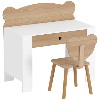 AIYAPLAY Kids Desk and Chair Set in a Natural Wood Finish